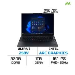 Laptop Lenovo ThinkPad E16 Gen 3 22AY003TVA (Ultra 7 258V, Intel Arc Graphics, RAM 32GB LPDDR5x, SSD 1TB, 16 Inch IPS WUXGA 60Hz, NoOS)