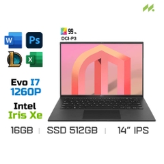 Laptop LG Gram 14Z90Q-G.AH75A5 (i7-1260P EVO, Iris Xe Graphics, Ram 16GB DDR5, SSD 512GB, 14 Inch WUXGA)