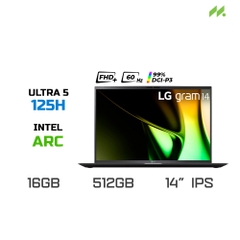 Laptop LG Gram 14Z90S-G.AH55A5 (Ultra 5 125H, Arc Graphics, RAM 16GB LPDDR5X, SSD 512GB, 14 Inch IPS WUXGA 99% DCI-P3)
