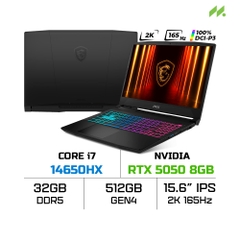 Laptop MSI Katana 15 HX B14WEK-027VN (i7-14650HX, RTX 5050 8GB, RAM 32GB DDR5, SSD 512GB, 15.6 Inch QHD IPS 165Hz 100% DCI-P3, Win 11)