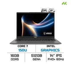 Laptop MSI Modern 14 H1M-014VN (Core 7 150U, Intel Graphics, RAM 16GB LPDDR5, SSD 512GB, 14 Inch IPS FHD+ 60Hz, Win 11 Home)