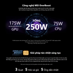 Laptop MSI Raider 16 HX B2WH-258VN (Ultra 9 275HX, RTX 5070 Ti 12GB, RAM 32GB DDR5, SSD 1TB, 16 Inch IPS QHD+ 240Hz 100% DCI-P3, WIn 11 Home)