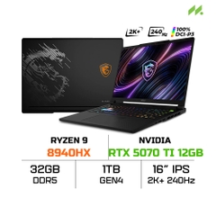 Laptop MSI Raider A16 HX B8WH-031VN (Ryzen 9 8940HX, RTX 5070 Ti 12GB, RAM 32GB DDR5, SSD 1TB, 16 Inch IPS QHD+ 240Hz, Win 11)