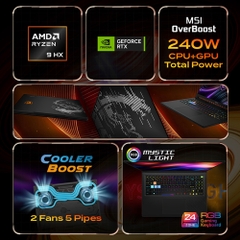 Laptop MSI Raider A16 HX B8WH-031VN (Ryzen 9 8940HX, RTX 5070 Ti 12GB, RAM 32GB DDR5, SSD 1TB, 16 Inch IPS QHD+ 240Hz, Win 11)