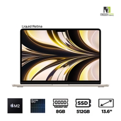 Macbook Air M2 Starlight MLY23SA/A (Apple M2, 10-Cores GPU, Ram 8GB, SSD 512GB, 13.6 Inch IPS Retina)