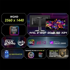Màn hình 2K MSI MAG 272QP QD-OLED X24 27 inch WQHD 240Hz HDR