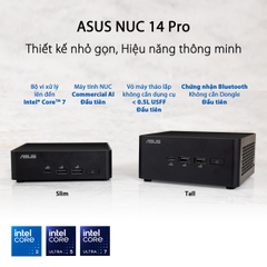Máy tính Mini PC Asus NUC 14 Pro Tall RNUC14RVHU700000I (Ultra 7 155H, Arc Graphics)