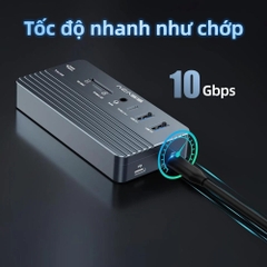 Box di động SSD M.2 NVMe 10Gbps 10 in 1 ra HDMI - USBtypeC - USB 3.1 - CarReader - LAN - Audio 3.5mm ACASIS CM073