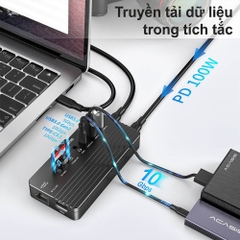 Box di động SSD M.2 NVMe 10Gbps 10 in 1 ra HDMI - USBtypeC - USB 3.1 - CarReader - LAN - Audio 3.5mm ACASIS CM073