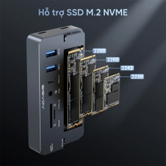 Box di động SSD M.2 NVMe 10Gbps 10 in 1 ra HDMI - USBtypeC - USB 3.1 - CarReader - LAN - Audio 3.5mm ACASIS CM073