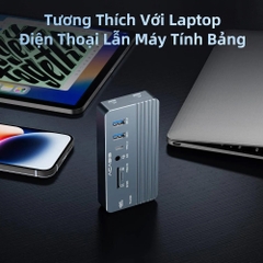 Box di động SSD M.2 NVMe 10Gbps 10 in 1 ra HDMI - USBtypeC - USB 3.1 - CarReader - LAN - Audio 3.5mm ACASIS CM073