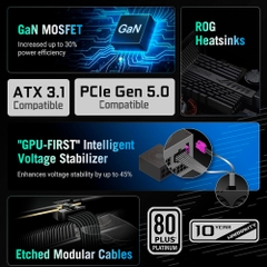 Nguồn máy tính ASUS ROG STRIX GAMING 1000P BLACK 1000W 80 Plus Platinum