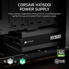 Nguồn máy tính Corsair HX1500i 2025 ATX 3.1 & PCIe 5.1 1500W 80 Plus Platinum CP-9020309-NA