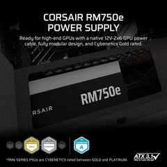 Nguồn máy tính Corsair RM750e ATX 3.1 750W Cybenetics Gold CP-9020295-NA