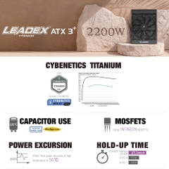 Nguồn máy tính SuperFlower LEADEX TITANIUM 2200W ATX 3.1 Cybenetics Titanium SF-2200F14HT