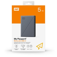 Ổ cứng di động Western Digital My Passport 5TB Works with USB-C WDBRMD0050BGY-WESN