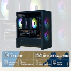 PC Gaming i5F-1660S (i5-14400F, GTX 1660 Super 6GB, Ram 16GB, SSD 500GB, 550W)