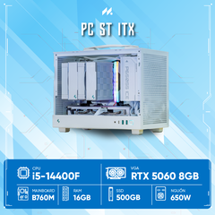 PC ST ITX I5-5060 White ( i5-14400F, RTX 5060 8GB, RAM 32GB, SSD 500GB, 650W, WIN11 )