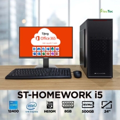 PC ST-HOMEWORK i5 (i5-12400, UHD 730 Graphics, Ram 8GB, SSD 500GB, 550W, LCD 24 Inch)