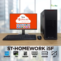 PC ST-HOMEWORK i5F (i5-12400F, GT730 2GB, Ram 8GB, SSD 500GB, 550W, LCD 22 Inch)