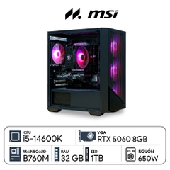 PC MSI i5-5060 D5 (i5-14600K, RTX 5060 OC 8G, Ram 32GB DDR5, SSD 1TB, 650W)