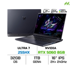 Laptop Acer Predator Helios Neo 16 PHN16-73-757W NH.QVQSV.001 (Ultra 7 255HX, RTX5060 8GB, RAM 32GB DDR5, SSD 1TB, 16 Inch IPS 240Hz 2K+ DCI-P3 100%)