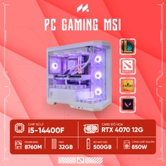 PC Gaming MSI PROJECT ZERO 5F (i5-14400F, RTX 4070 12G, Ram 32GB DDR5, SSD 500G, 850W)