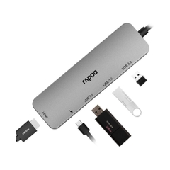 Bộ chia USB Type-C Rapoo 5-in-1 ra HDMI - USB 3.0 - USB Type-C XD100