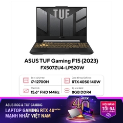 Laptop Gaming Asus TUF Gaming F15 FX507ZU4-LP520W (i7-12700H, RTX 4050 6GB, Ram 8GB DDR4, SSD 512GB, 15.6 Inch IPS 144Hz FHD)