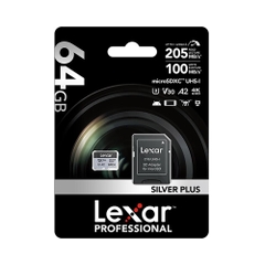 Thẻ nhớ MicroSDXC Lexar Professional Silver Plus UHS-I U3 64GB 205MB/s LMSSIPL064G-BNANG