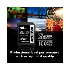 Thẻ nhớ SDXC Lexar Professional Silver Plus UHS-I U3 64GB 205MB/s LSDSIPL064G-BNNNG