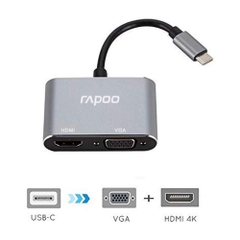 Bộ chia/HUB USB Rapoo Type-C sang HDMI và VGA XD10V