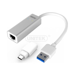 Cáp chuyển Gigabit Lan sang USB 3.0 Unitek Y-3464A Aluminium kèm Adaptor USB TypeC