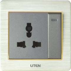 Công tắc đơn 1 chiều + ổ cắm 3 chấu uten V6.0