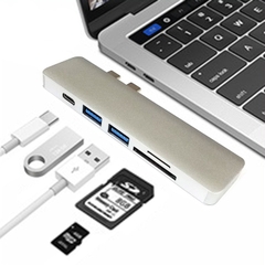 Bộ chia 2 cổng USB-C ra 2 cổng USB-A và 1 cổng USB-C kiêm đầu đọc thẻ SD, micro SD