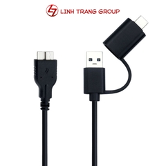 Combo đầu chuyển type-C to USB-A và cáp USB-A to micro-B 10Gbps - PK116