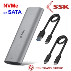 Box SSD M.2 PCIe NVMe, M.2 SATA vỏ nhôm USB3.1 type-C SSK HE-C370