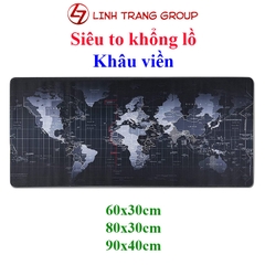 Bàn di chuột bản đồ thế giới khâu viền 60x30cm 80x30cm 90x40cm