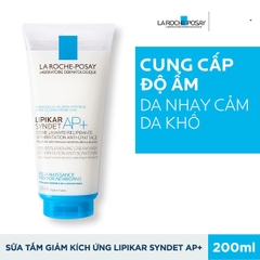 Sữa tắm và sữa rửa mặt cho da khô nhạy cảm bị kích ứng mẩn đỏ ngứa La Roche-Posay Lipikar Syndet Cream-Gel 200ml