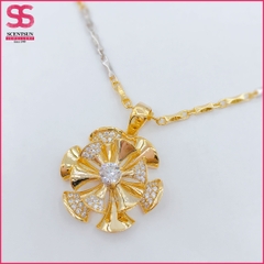 Mặt trang sức bạc ''Hoa 6 cánh 2 lớp'' 2383VG