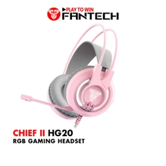 Tai Nghe Gaming Chụp Tai Có Dây Fantech HG20 CHIEF II Màu Hồng LED Trắng Nổi Bật Mic Chống Ồn