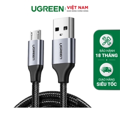 Cáp sạc nhanh Micro USB UGREEN US290 Sạc ổn định 2A - Vỏ sợi bện siêu bền - 2-Màu Xám đen-Micro USB