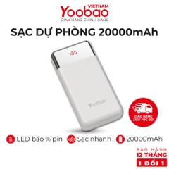 Sạc dự phòng 20000mAh Yoobao PD20 Đèn LED hiển thị dung lượng PIN - Hàng chính hãng - Bảo hành 12 tháng 1 đổi 1