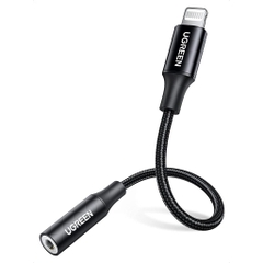 (70860) - Cáp chuyển Lightning sang 3.5mm Audio UGREEN US211 Hỗ trợ chuẩn MFi - Kết nối tai nghe 3.5mm cho iPhone 11 Pro Max / iPhone Xs Max, … - 70860 bện black-0.2-Lighting to 3.5mm - 70860 bện black