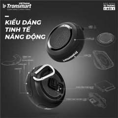 Loa Bluetooth 4.2 Tronsmart Element Splash Âm thanh Vòm 360 Công suất 7W - Hàng chính hãng - Bảo hành 12 tháng 1 đổi 1
