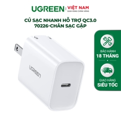 (70226) - Củ sạc nhanh PD20W UGREEN CD137 - Sạc nhanh cổng Type C PD20W, chống quá dòng quá nhiệt - Sạc đầy 50% pin trong 30 phút cho iPhone 11 Pro Max/ iPhone 11 Pro / iPhone Xs Max / iPhone 8 Plus,…. - Hãng phân phối chính thức - Bảo hành 18 tháng 1