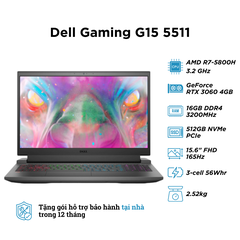 Laptop Dell Gaming G15 5511 (AMD R7-5800H | RAM 16GB | SSD 512GB | RTX 3060 6GB | 15.6 inch FHD 165Hz)