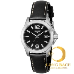 lbwm ĐỒNG HỒ NỮ LONGINES L33774583 MÁY PIN DÂY DA MẶT ĐEN CÁ TÍNH L3.377.4.58.3