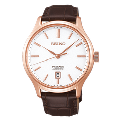 lbwm ĐỒNG HỒ NAM SEIKO PRESAGE SARY142 DÂY DA MẶT TRẮNG MẠ VÀNG NỔI BẬT