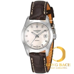 lbwm ĐỒNG HỒ NỮ LONGINES L22854873 MÁY CƠ DÂY DA MẶT TRẮNG THANH LỊCH L2.285.4.87.3